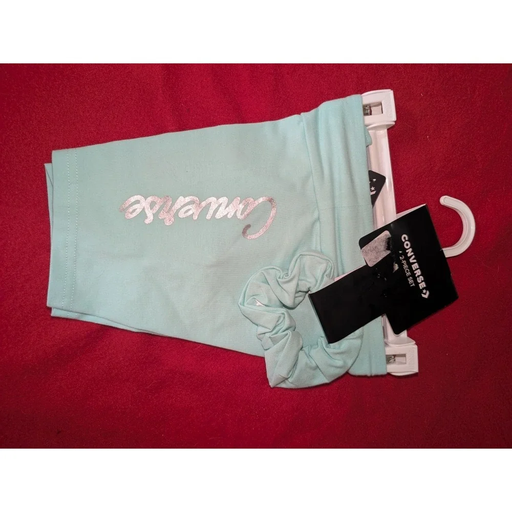 CONVERSE Girl's Printed Mint 2 Pieces Bike Play Cheer Shorts and Scrunchie NEW!